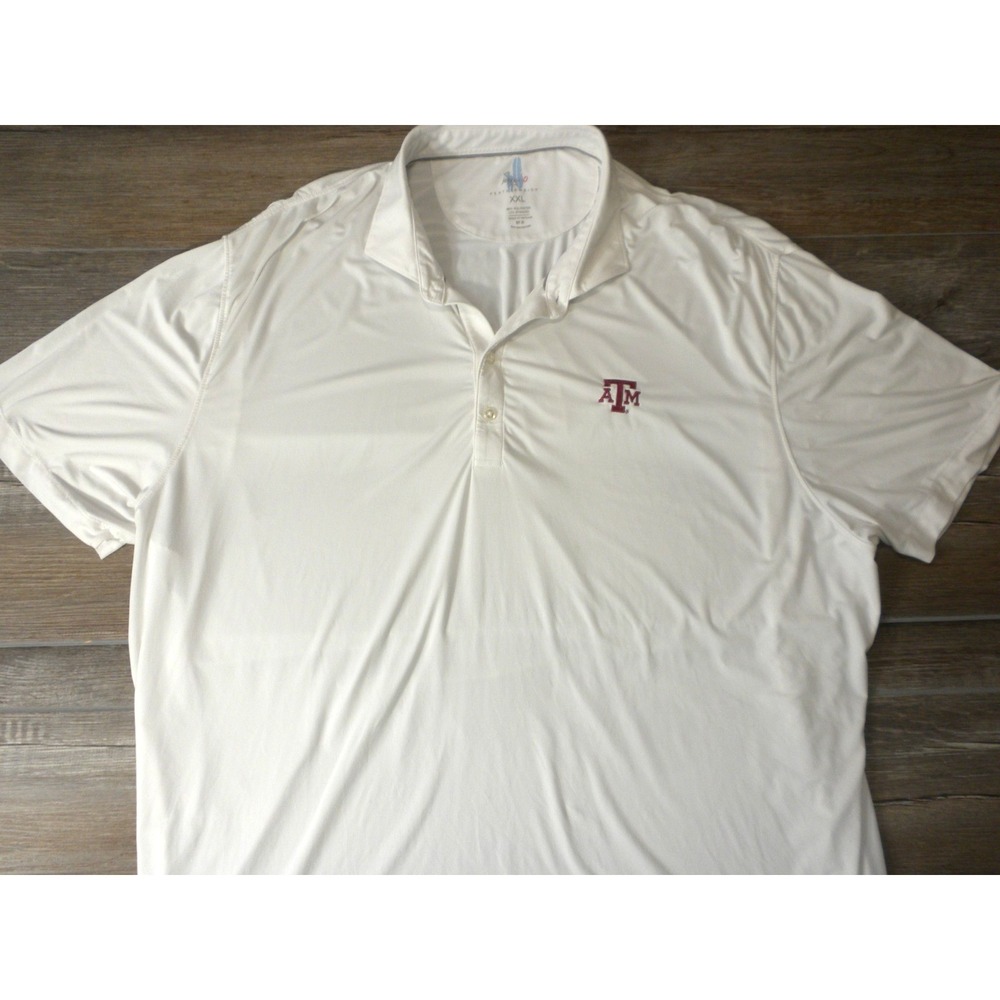 Johnnie-O Polo Shirt Mens XXL White Texas A&M‎ Featherweight UPF 50 Wicking Golf